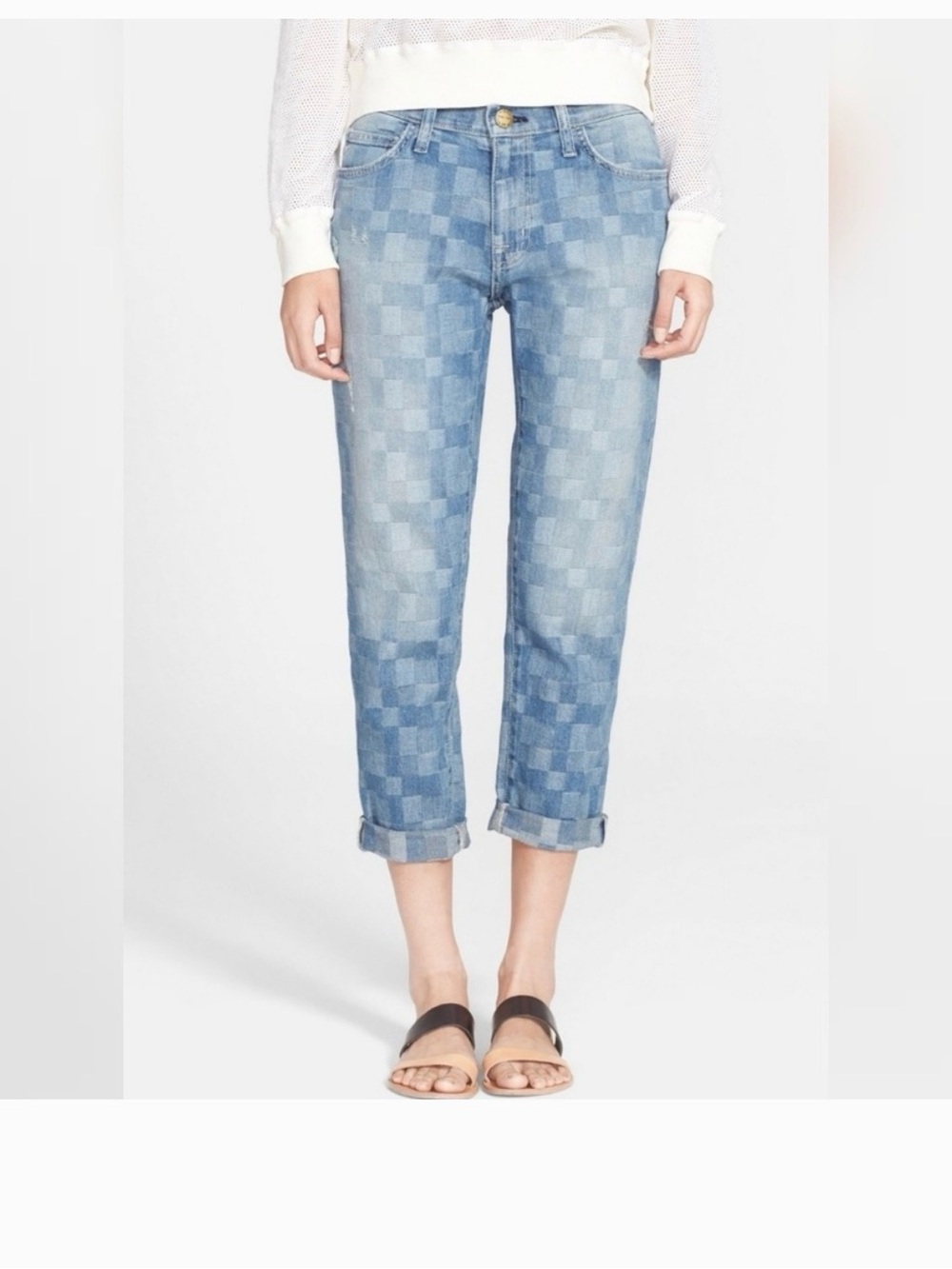 Current Elliott Fling CHECKERED Relaxed Fit Jeans